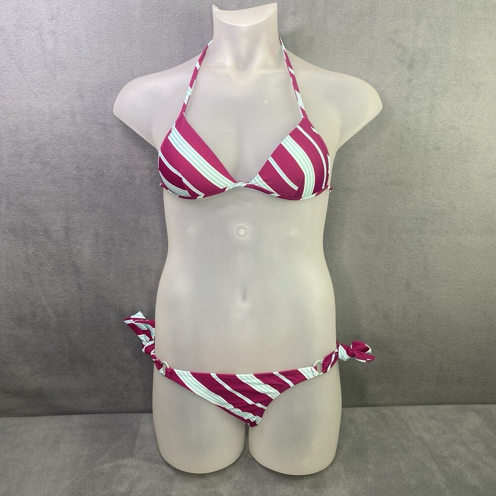 Cia.Maritima  2-pc Bikini Size S Purple Multicolor Side Tie Halter Brazilian